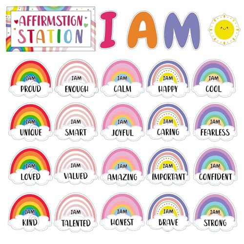 Summer Bright Affirmation Station Bulletin Board Set Motivational Posters Classroom Decoration Mirror Growth Mindset Decor...