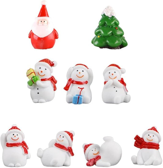 DOITOOL 9PCS Mini Christmas Ornament Kits for DIY Fairy Garden Dollhouse Decoration Desktop Resin Miniature Tree Snowman C...