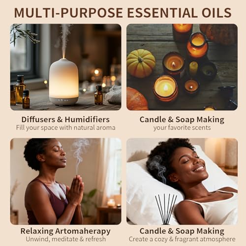 12 Pack Fragrance Essential Oils Set, 10ml Essential Oils Applicable to Humidifiers, Air Purifier, Diffuser, Candles, Drye...