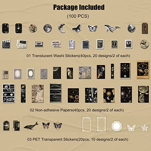 Esweny 100 PCS Vintage Ephemera Pack Journaling Scrapbooking Supplies Scrapbook Sticker Paper Kit for Junk Journal Planner...