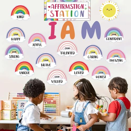 Summer Bright Affirmation Station Bulletin Board Set Motivational Posters Classroom Decoration Mirror Growth Mindset Decor...