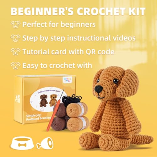 MOREJMTT Crochet Kit for Beginners, Knitting Kits,Crochet Animal Kits,Crocheting Kit for Starters with Step-by-Step Video ...