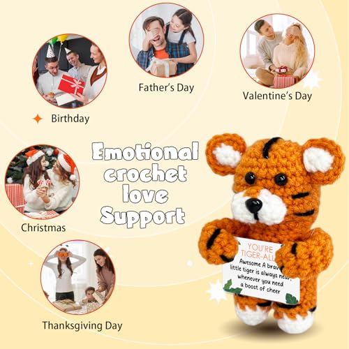 Kihraw Positive Crochet Tiger Gift - You're Tiger-Ally Awesome - Emotional Inspirational Support Crochet Birthday Gifts fo...