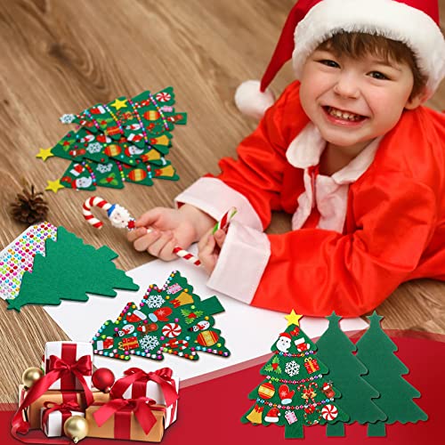 Tatuo 12 Pcs Felt Christmas Tree Wreath Decorating Craft Christmas DIY Ornaments Making Kit with 221 Self Adhesive Felt St...