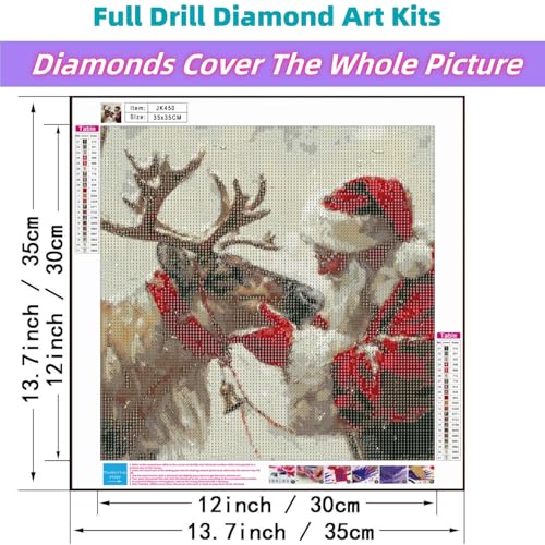 JYXSJYYD 5D DIY Christmas Diamond Art Kits for Adults,Santa Claus Moose Diamond Paintings Kits for Beginners,Paint by Diam...
