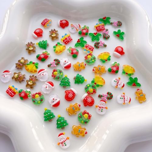 12 Grid Christmas Nail Charms 3D Nail Art Craft Resin Charms Santa Claus Snowman Reindeer Bell Cute Nail Design Xmas Acryl...