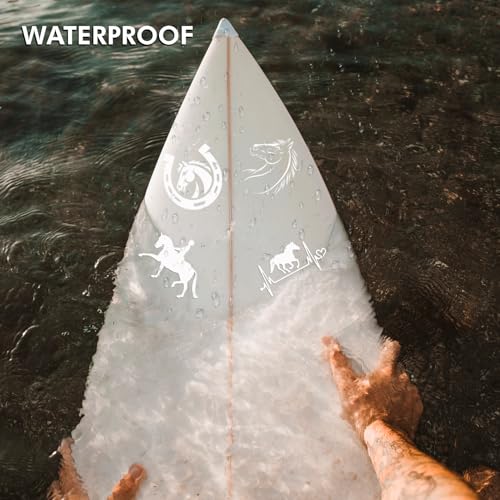 (4PCs) Horse Decal Set White UV DTF Decal Waterproof Durable Easy to Apply Horseshoe Horse Head Bumper Stickers Car Truck ...