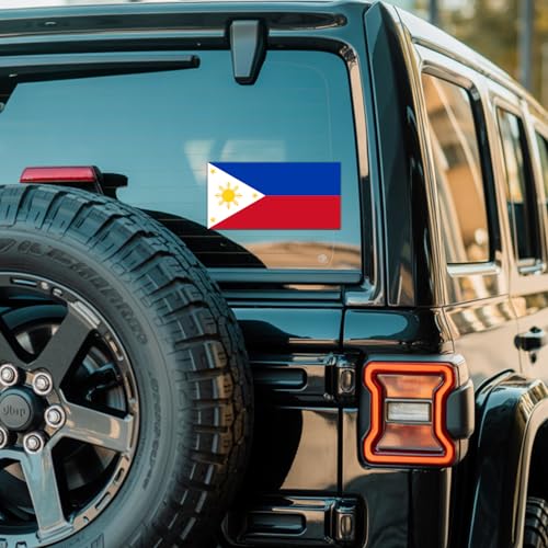 (Set of 2) Philippines Flag Star Sun Bumper Sticker UV DTF Decal Patriotic Filipino Pride Symbol Design for Car Window Lap...