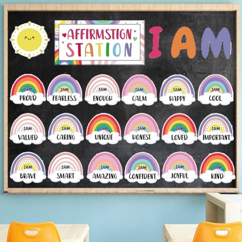 Summer Bright Affirmation Station Bulletin Board Set Motivational Posters Classroom Decoration Mirror Growth Mindset Decor...