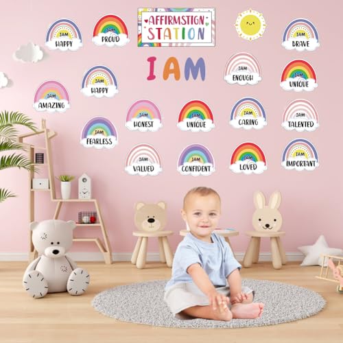 Summer Bright Affirmation Station Bulletin Board Set Motivational Posters Classroom Decoration Mirror Growth Mindset Decor...