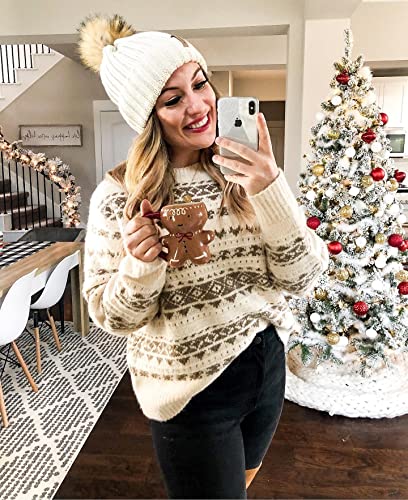 FURTALK Winter Beanie Hats for Women Fleece Lined Pom Pom Knitted Warm Beanie Caps