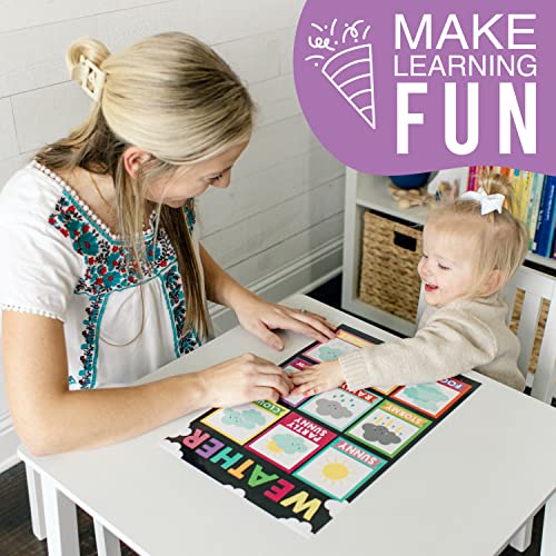 Hadley Designs 16 Educational Posters for Classroom Decor - Chalkboard Educational Posters for Toddlers 1-3, Toddler Learn...