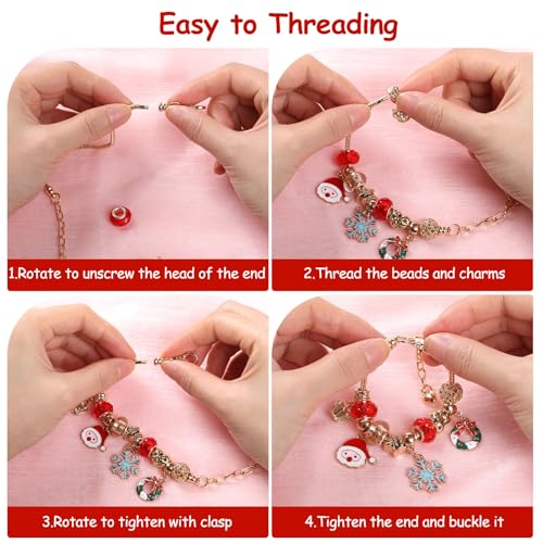 Hianjoo Christmas Advent Calendar Jewelry Set 2025, 24 Days Necklace Set Xmas Bracelet with DIY Charm Making Kit, Xmas Cou...