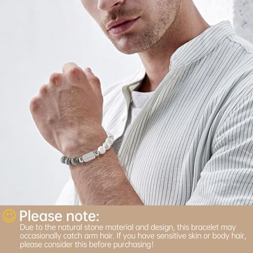 Bracelets for Men, 10MM Adjustable Men's Elastic Beaded Bracelet, Handcrafted Gifts for Anniversary, Birthday, Christmas, ...