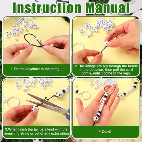 Landical 564 Pcs Soccer Keychain Making Kit DIY Soccer Bead Key Chain Craft Adjustable Sport Letter Bead Charm Sport Theme...