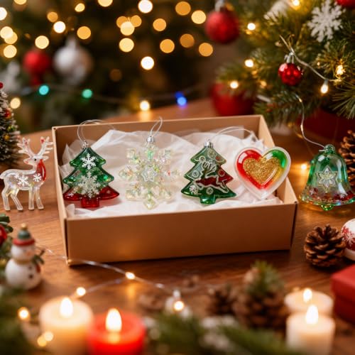 Christmas Resin Molds, Christmas Silicone Mold for Epoxy Resin, 6 Designs Ornament Mold with Xmas Tree Snowflakes Reindeer...