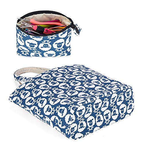 Yarwo Knitting Bag with Small Zipper Pouch, Yarn Tote for Knitting Needles, Skeins of Yarn and Crafts Supplies On the Go, ...