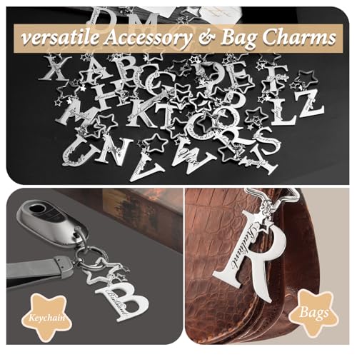 Qunrwe Stainless Steel Initial Letter A-Z Keychain,Inspirational Gifts for Women Men Friends Daughter Son Sister Dad Mom
