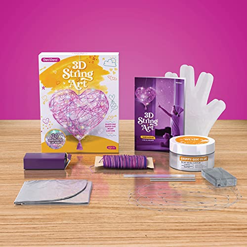 Dan&Darci 3D String Art Kit for Kids - Makes a Light-Up Heart Lantern - Multi-Colored LED Bulbs - Kid Gifts - Birthday Cra...