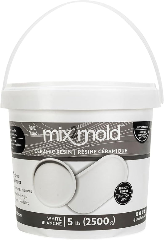 Brea Reese: Mix2Mold Ceramic Resin - White Powder 5.5lb Bucket - Non-Toxic, Smooth Matte Finish, No Heat Or Kiln, Just Add...