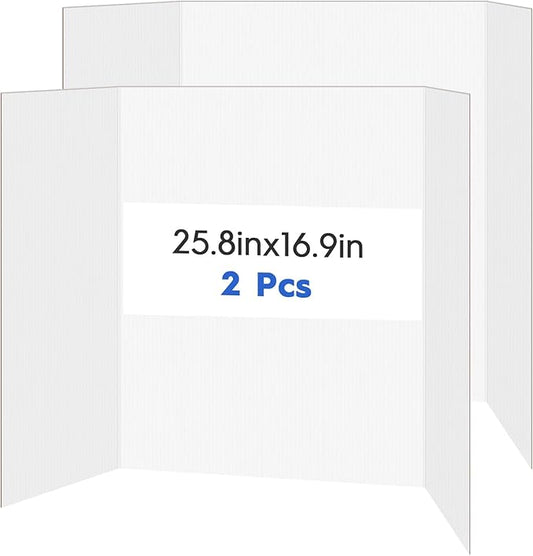 2 Pack Display Boards for Presentations, 25.8" X 16.9" Cardboard Poster Board with Smooth Finish & Fibrous texture Interio...