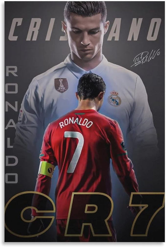 Cristiano Ronaldo Poster 1 Wall Art Canvas Print Poster Home Bathroom Bedroom Office Living Room Decor Canvas Poster Unfra...