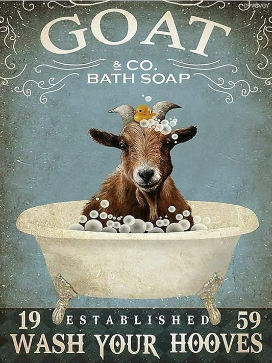 DVWIVGY Goat 5D Diamond Painting Full Drill by Number Kits for Adults, Organic Soap Bubble Bath Poster DIY Rhinestone Past...
