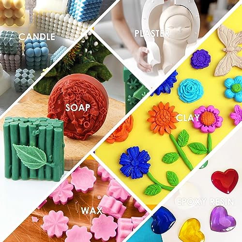 Silicone Molds Making Kit 46oz, Super Elastic 15A Silicone Rubber for DIY Mold Making, Silicone 1:1 Mixing Fast Curing Sil...