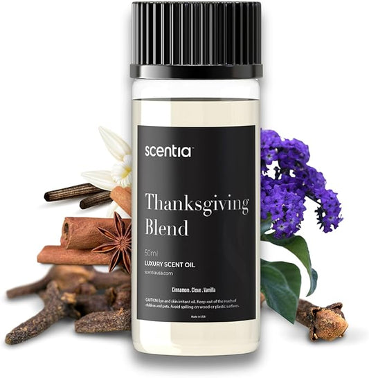 Scentia Thanksgiving Blend Essential Oil – 50 ml Holiday Aromatherapy with Cinnamon, Clove, Vanilla & Coconut | Fall Diffu...