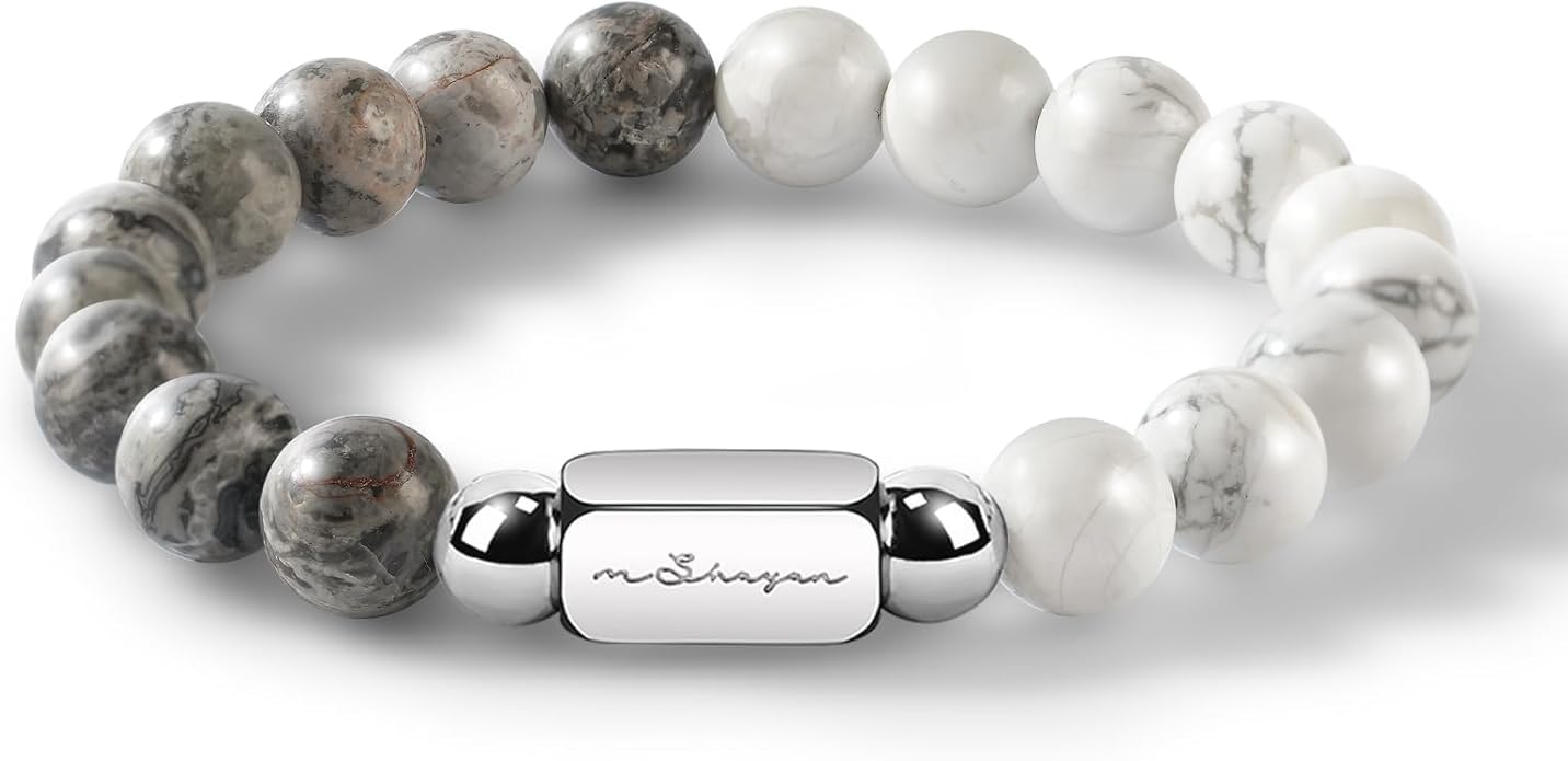 Bracelets for Men, 10MM Adjustable Men's Elastic Beaded Bracelet, Handcrafted Gifts for Anniversary, Birthday, Christmas, ...