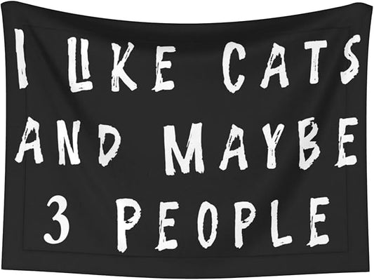 I Like Cats and Maybe 3 People Premium Soft Dog Blanket, Puppy Essentials Dog Products Cat Calming Blankets Throw for Smal...