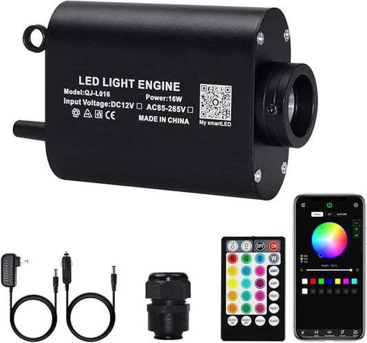 AMKI RGBW 16W Sound Mode Light Source Engine Driver Remote/APP Control Starlight Box Motor for Fiber Optic Star Ceiling Li...