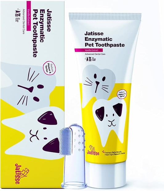 JATISSE Enzymatic Pet Toothpaste | Dog Tooth Brushing Kit | Cat & Dog Dental Care | Controls Plaque, Tartar, & Bad Breath ...