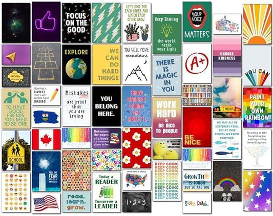 Pack of 54 Motivational Inspirational Wall Collage Kit Posters - 4 x 6 Inches Posters for Room Wall Decoration - Wall Art ...
