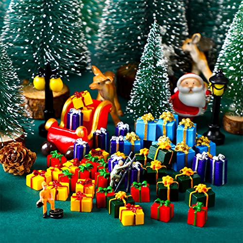 Bucherry 100 Pcs Christmas Miniature Ornaments Kit - Mini Boxes Ornament DIY Craft Resin Xmas Charms for DIY Garden Access...