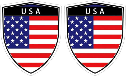 USA American Flag Shield Shape Decal car Bumper Window Sticker Set of 2, SH057