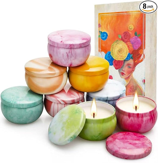Candles, 8 Pack Artistic Floral & Fruity Candle Gift Set for Women, Paris-Inspired Oil Painting Gift Box, Scented Soy Wax ...