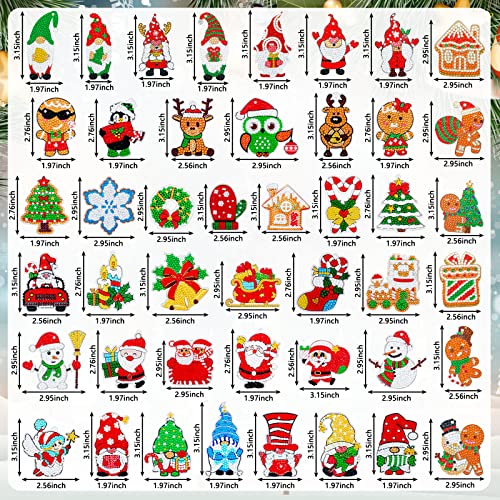 Tudomro 45 Pieces Christmas Diamond Painting Keychains Diamond Art Ornaments Key Chain Resin DIY Diamond Painting Key Ring...