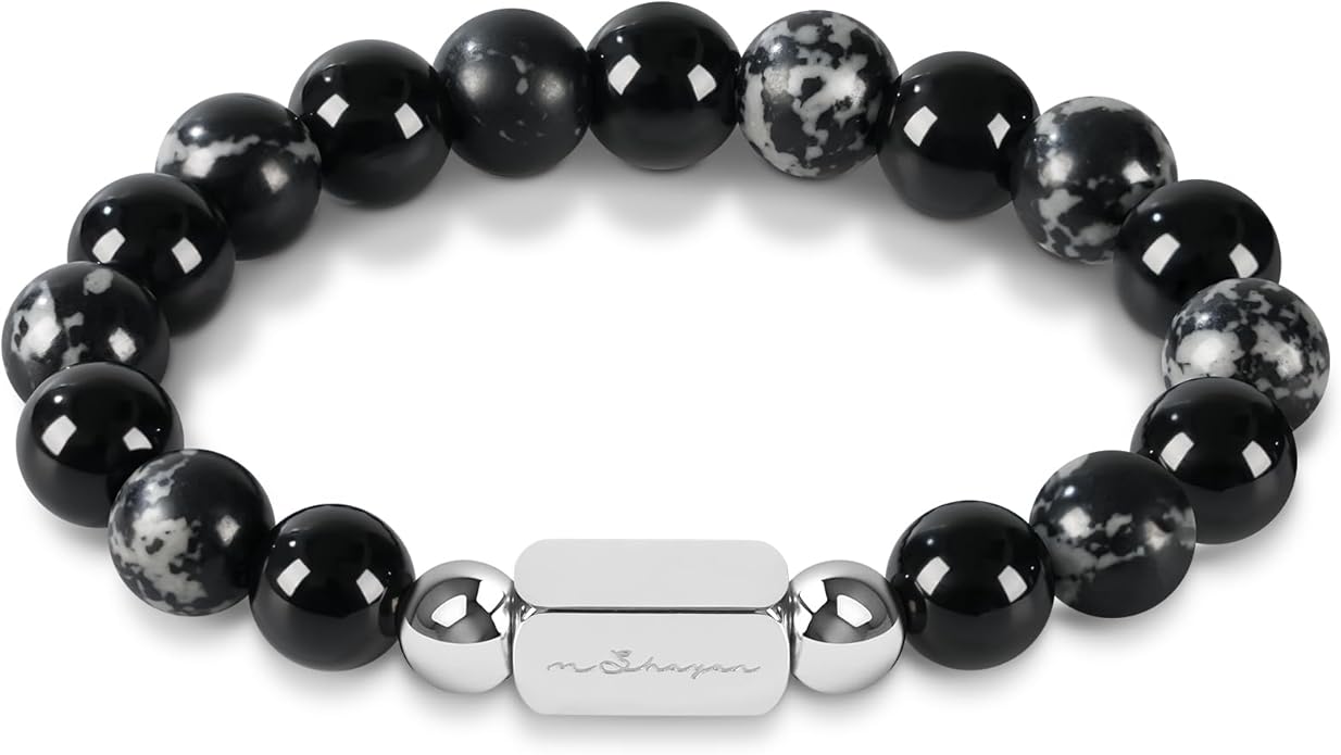 Bracelets for Men, 10MM Adjustable Men's Elastic Beaded Bracelet, Handcrafted Gifts for Anniversary, Birthday, Christmas, ...