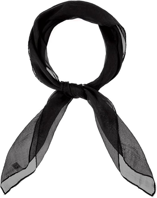 MissShorthair 50s Chiffon Scarf Sheer Square Neck Head Scarf for Women