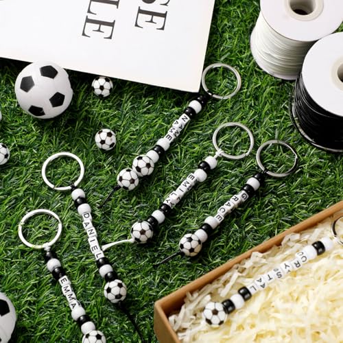 Landical 564 Pcs Soccer Keychain Making Kit DIY Soccer Bead Key Chain Craft Adjustable Sport Letter Bead Charm Sport Theme...