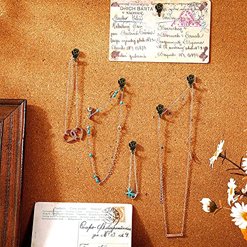 Rose Push Pins Hanger 20 Pcs Antique Flower Drawing Pin Bronze Decorative Thumbtack for Hanging Photo Frame Poster Calenda...