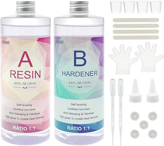 Epoxy Resin, Demorex Resin Kit Crystal Clear-Not Yellowing and No Bubble Self Leveling Easy Mix 1:1 Casting & Coating for ...