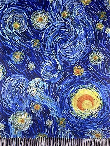 VENVSBEE Reversible Scarf Soft Large Shawl Wrap Blanket Double Sided Art Print Warm Pashmina Stoles Klimt Van Gogh Gifts