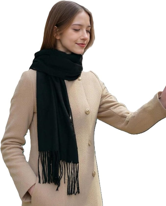 KZOVL Cashmere - Feel Fringed Scarf 3 - Season Must - Have (Spring/Fall/Winter) All - Match Outfits, Holiday Gifting
