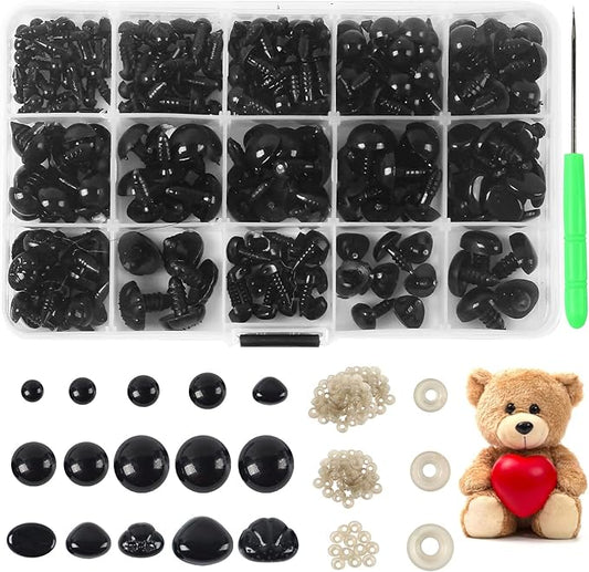 Yexixsr 566PCS Safety Eyes for Amigurumi, Various Sizes Crocheting Safety Eyes and Noses with Washers, for Teddy Bear, Stu...