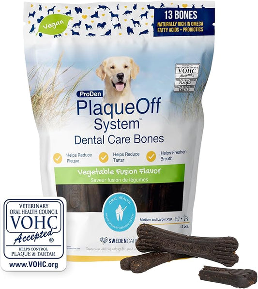 Proden PlaqueOff System Dental Care Bones for Dogs - Vegetable 17 oz