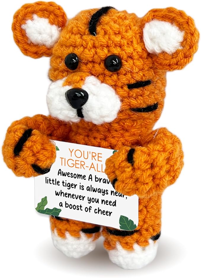 Kihraw Positive Crochet Tiger Gift - You're Tiger-Ally Awesome - Emotional Inspirational Support Crochet Birthday Gifts fo...