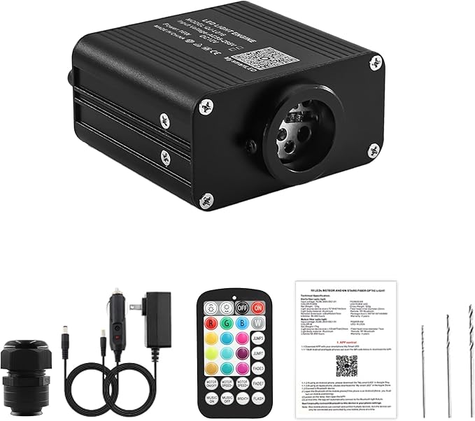 ATOKEE 16W Compact Size Fiber Optic Light Box for Starlight Headliner, Twinkle & Music Mode, Control by Bluetooth App/RF R...