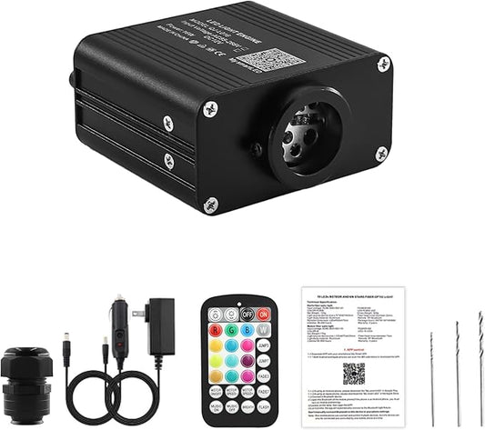 ATOKEE 16W Compact Size Fiber Optic Light Box for Starlight Headliner, Twinkle & Music Mode, Control by Bluetooth App/RF R...